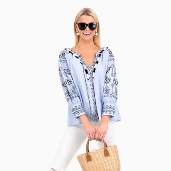 Free The Roses Gillian Peasant Blouse Top - Picture 1 of 7